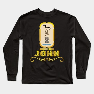 JOHN-American names in hieroglyphic letters-JOHN, name in a Pharaonic Khartouch-Hieroglyphic pharaonic names Long Sleeve T-Shirt